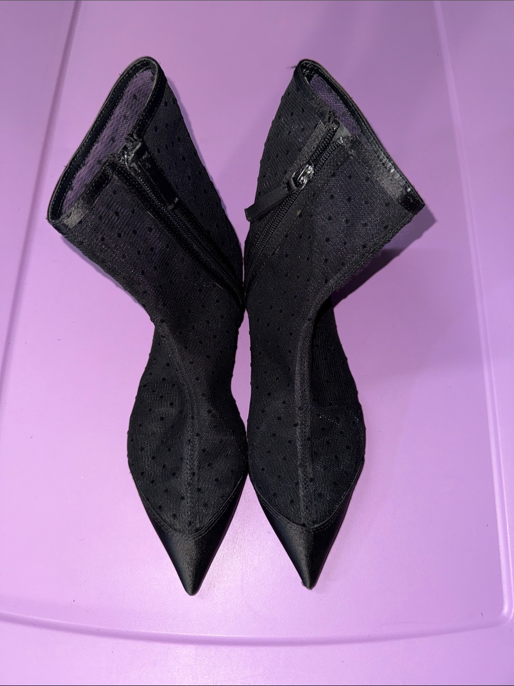 Zara Black Pointed Mesh flat Ankle Booties